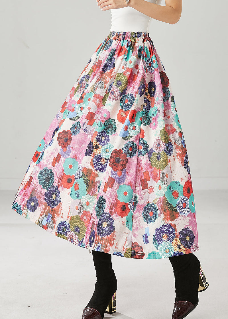 Purple Print Exra Large Hem Cotton Skirts Spring