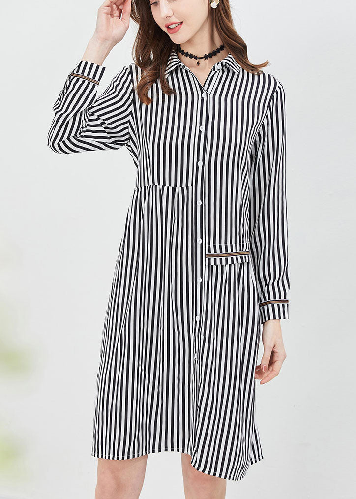Red Asymmetrical Striped Shirt Dress Spring