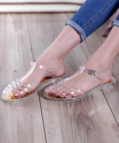 Red Hollow Out Walking Sandals Buckle Strap