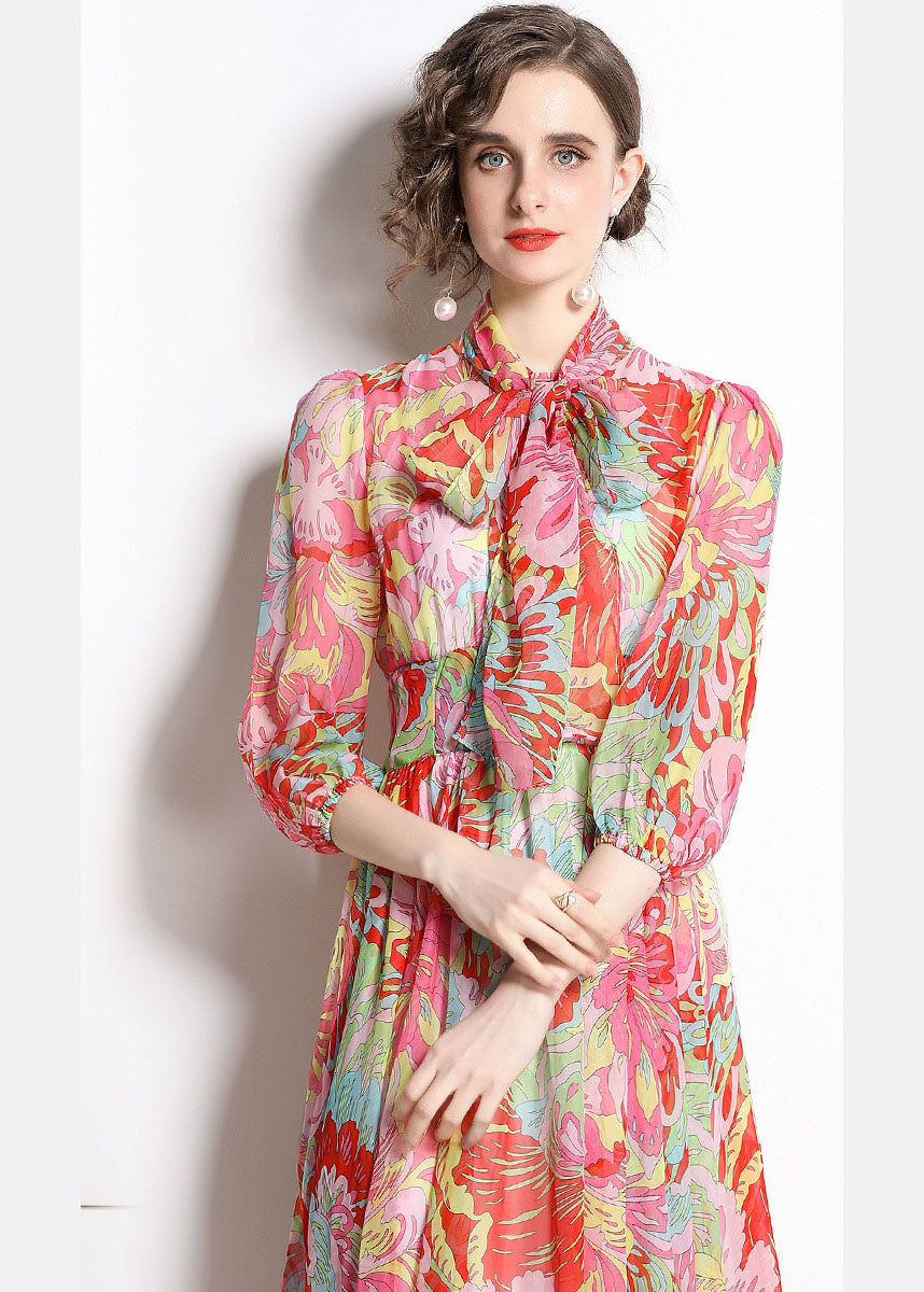 Red Lace Up Exra Large Hem Chiffon Beach Dresses Half Sleeve