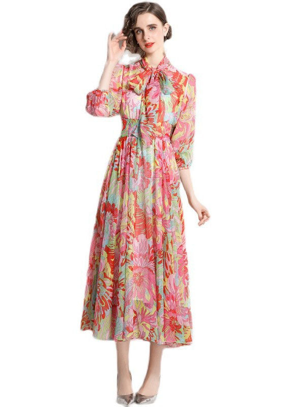 Red Lace Up Exra Large Hem Chiffon Beach Dresses Half Sleeve