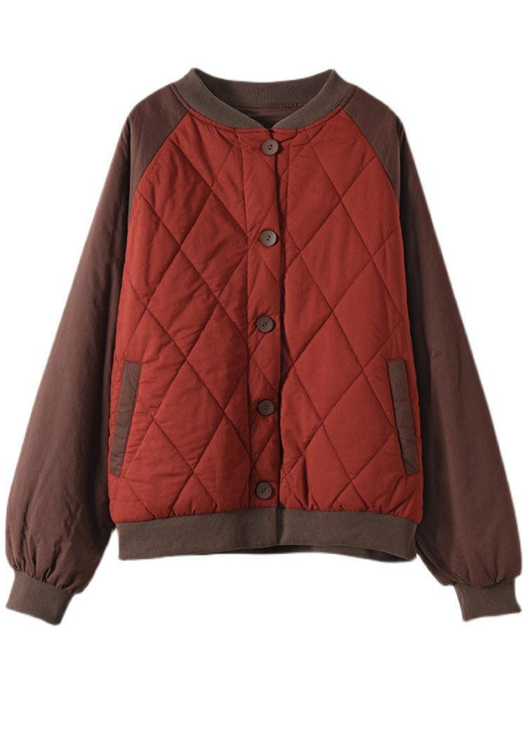 Red Oversized Patchwork Fine Cotton Filled Jackets Winter