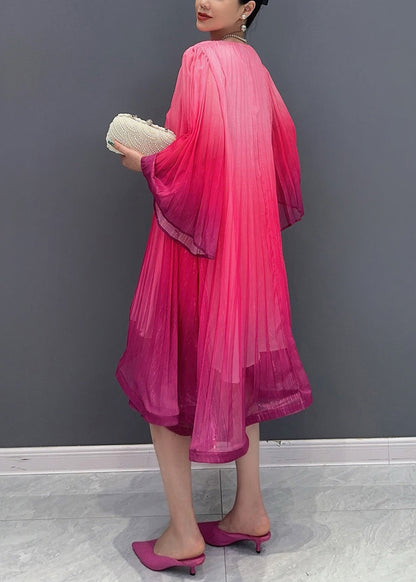 Red V Neck Layered Long Dresses Fall
