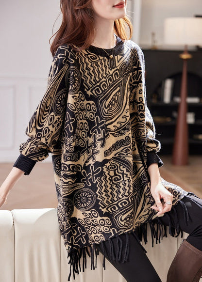 Redtassel Patchwork Cotton Knit Sweater Tops Batwing Sleeve