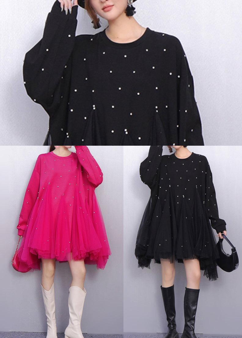 Rose Oversized Patchwork Tulle Holiday Dress Spring