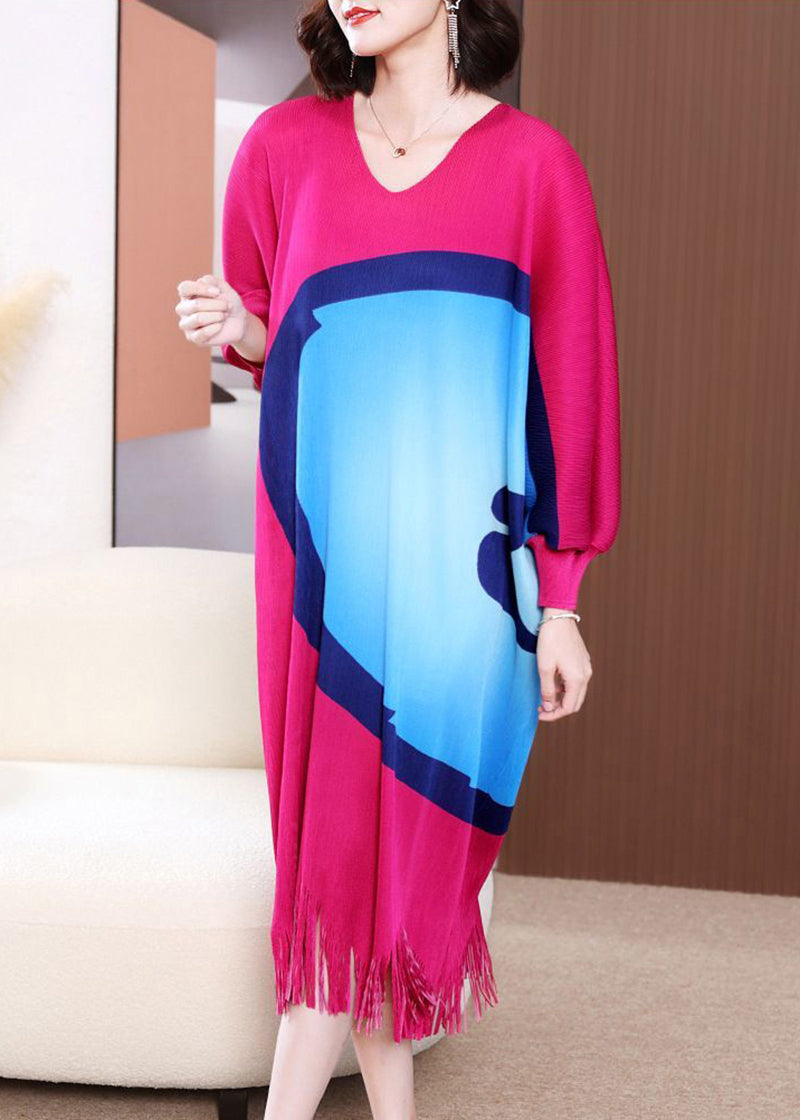 Rose Oversized Print Tassel Maxi Dress Spring