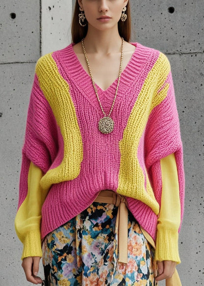 Rose Patchwork Thick Knit Sweater Tops Fall