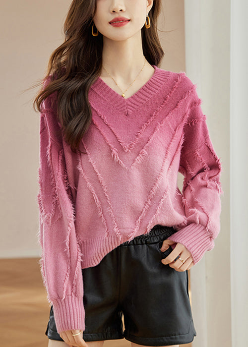 Rose Tasseled Cozy Wool Knit Sweater Fall