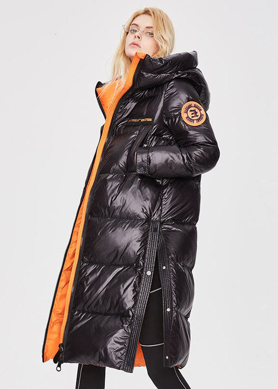 Silvery Stand Collar Zip Up Side Open Cotton Blend Winter Lengthen Coats