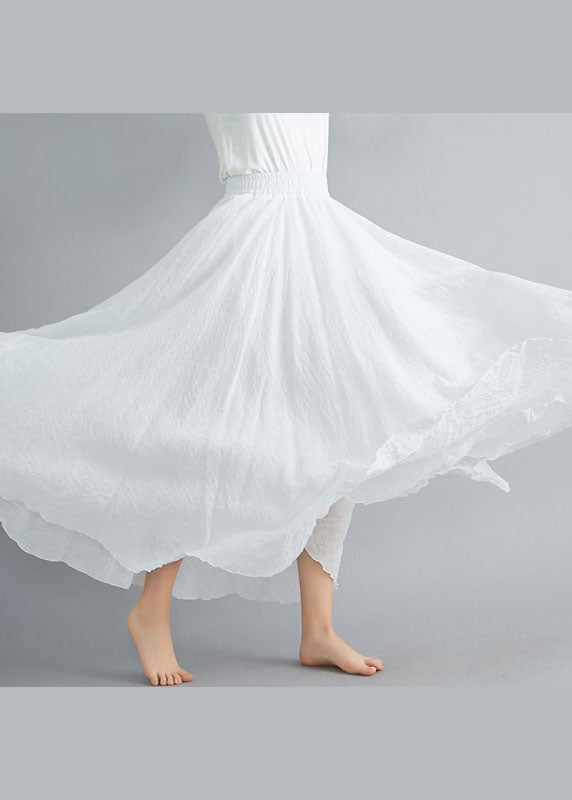 White High Waist Layered Design Cotton Skirt Summer