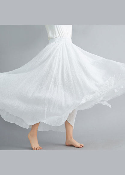 White High Waist Layered Design Cotton Skirt Summer