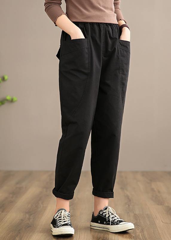 Spring Pant Oversized Black Work Elastic Waist Trousers