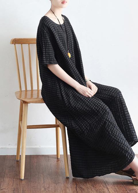 Style Black Linen Low High Design Summer Robe
