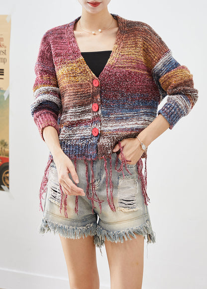 Tasseled Tie Dye Knit Jacket Fall