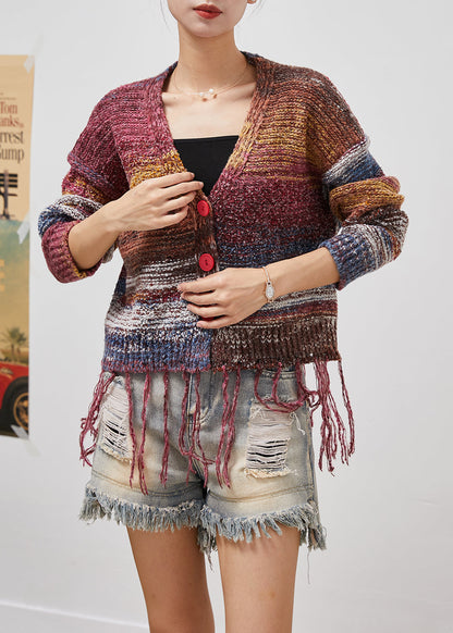 Tasseled Tie Dye Knit Jacket Fall