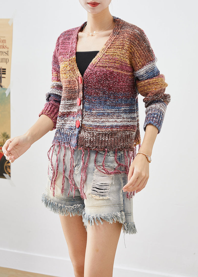 Tasseled Tie Dye Knit Jacket Fall