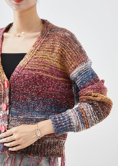 Tasseled Tie Dye Knit Jacket Fall