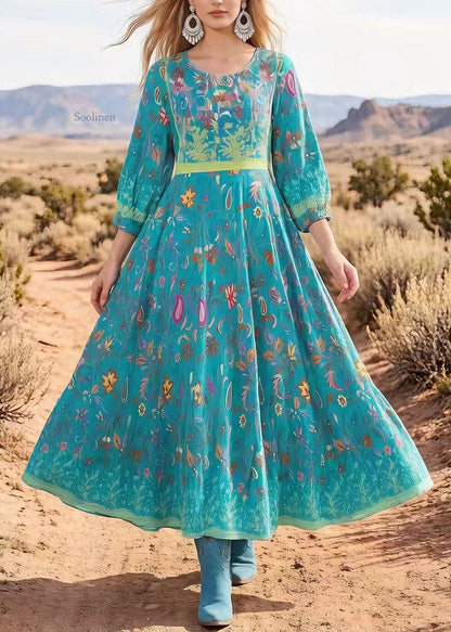 V Neck Print Exra Large Hem Cotton Maxi Dresses Summer