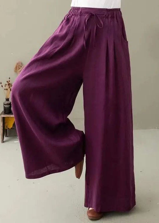 White Cinched Pockets Wide Leg Pants Spring