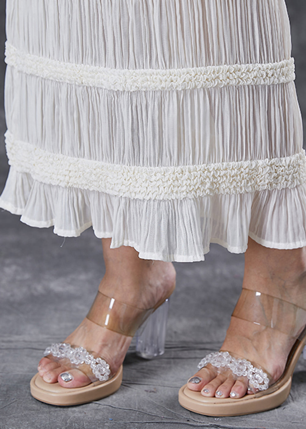 White High Waist Cotton Wraped Pleated Skirts Fall