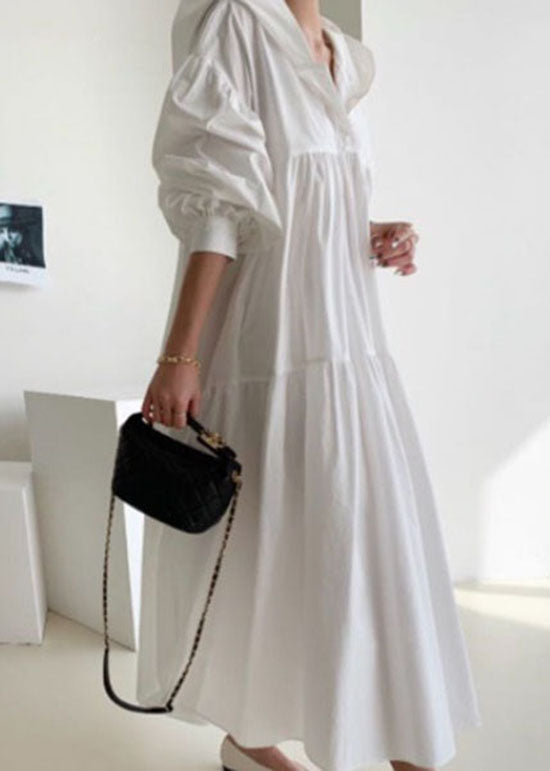 White Hooded Patchwork Cotton Maternity Dresses Spring
