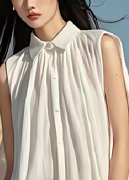White Oversized Linen Beach Dress Sleeveless