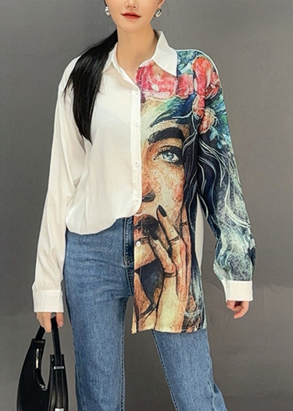 White Peter Pan Collar Chiffon Top Fall