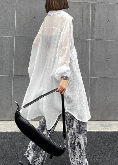 Bohemian White Pockets UPF 50+ Coat Jacket Shirt Tops Summer