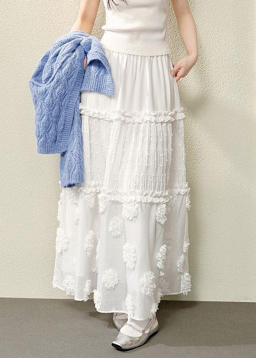 White Ruffled High Waist Cotton Skirts Summer