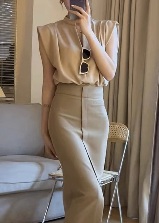 White V Neck Patchwork Cotton Top Sleeveless