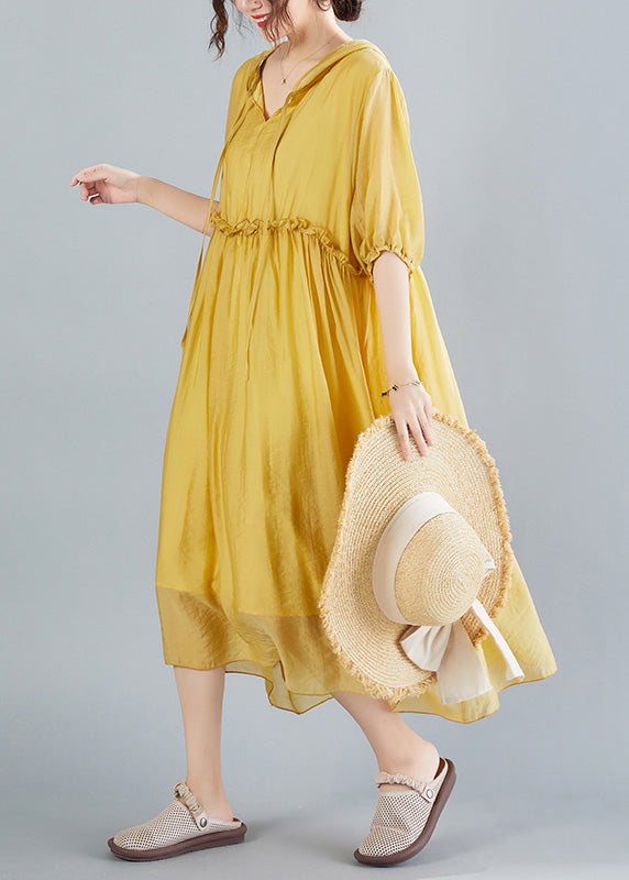 Yellow V Neck Patchwork Maxi Dress Summer