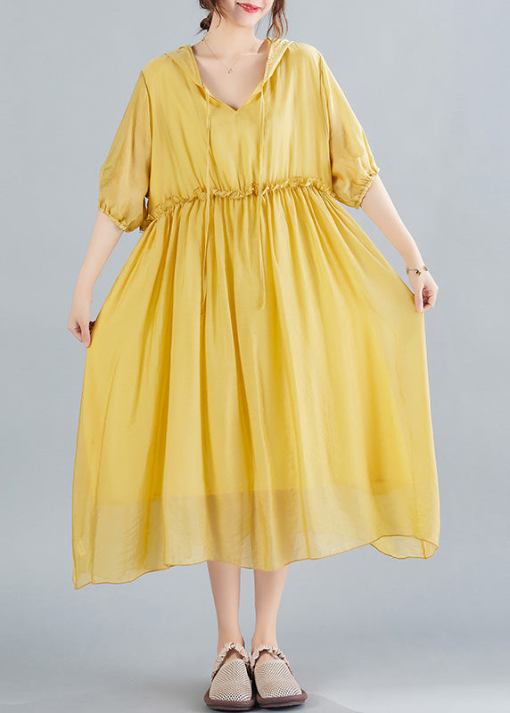 Yellow V Neck Patchwork Maxi Dress Summer