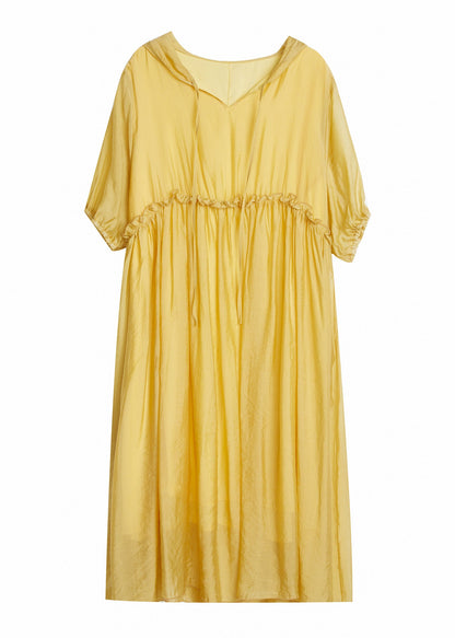 Yellow V Neck Patchwork Maxi Dress Summer