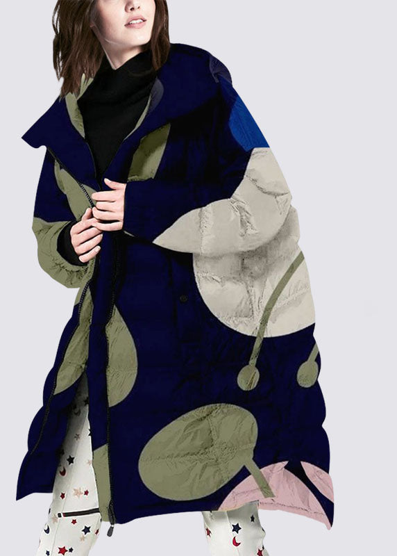 Zip Up Print Duck Down Coat Winter