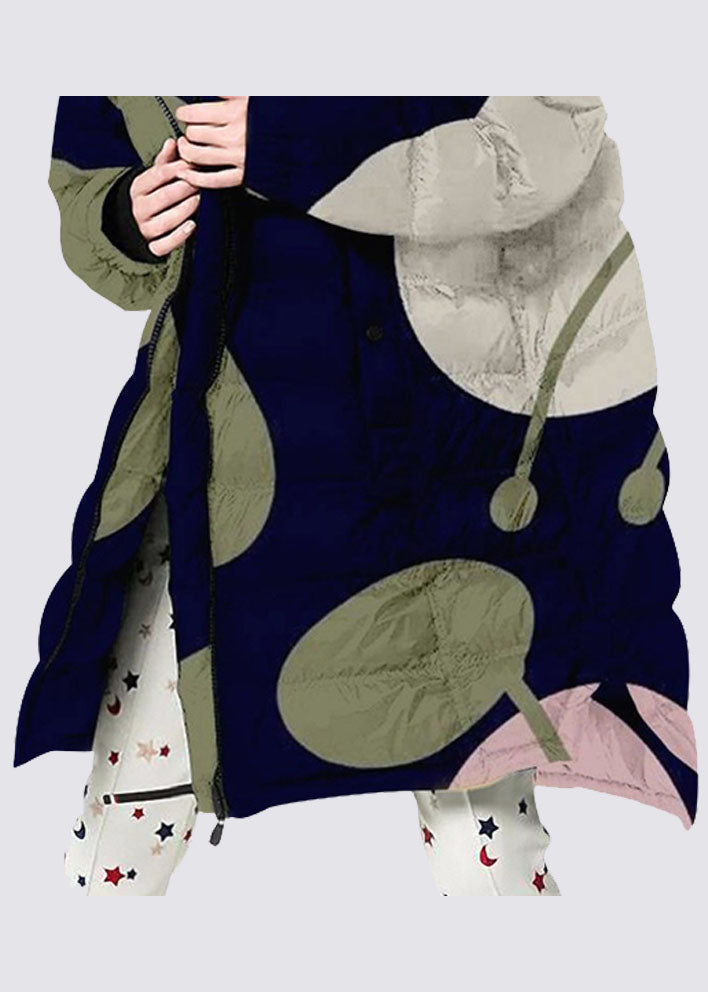 Zip Up Print Duck Down Coat Winter