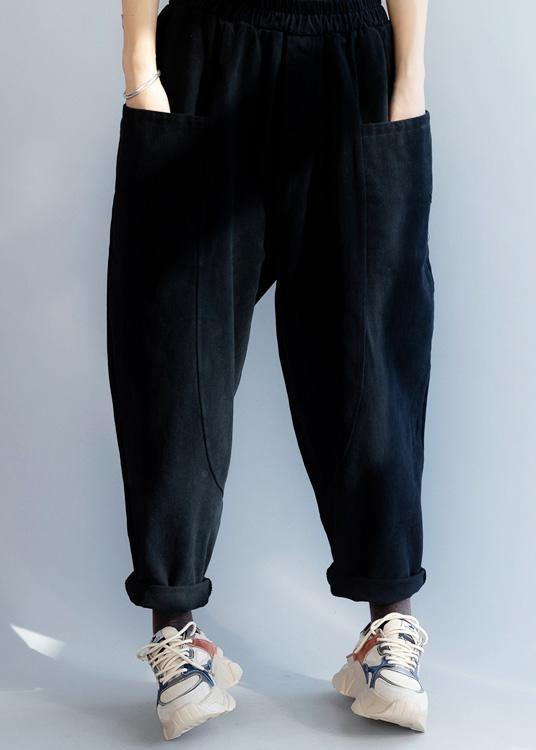 Black Pants Two Pockets Harem Work Pants