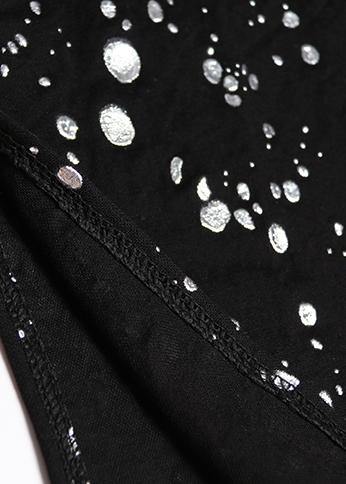 Black Dotted Cotton Tunic Top V Neck Side Open Clothing Summer Tops
