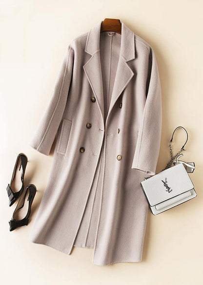 Brown Fine Clothes for Work Outfits Notched Double Breast Woolen Coats