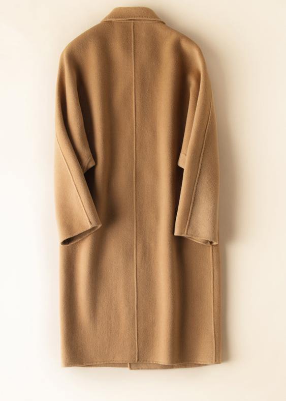 Brown Fine Clothes for Work Outfits Notched Double Breast Woolen Coats