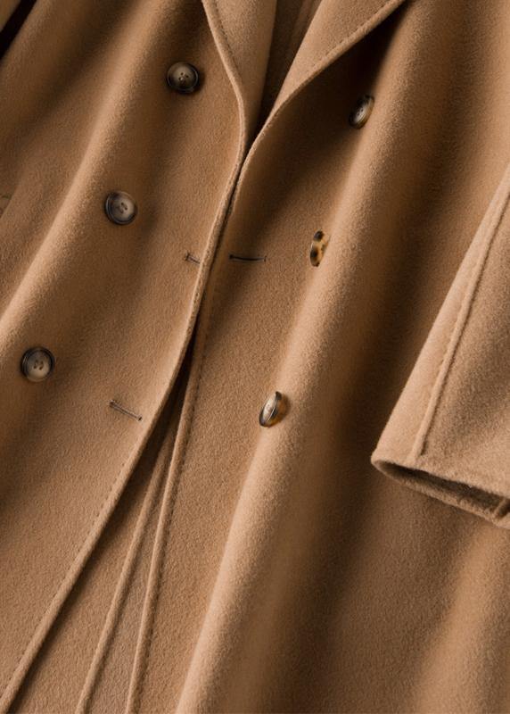Brown Fine Clothes for Work Outfits Notched Double Breast Woolen Coats