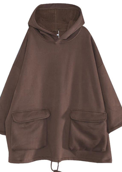 Hooded Drawstring Spring Clothes Work Outfits Chocolate Shirts