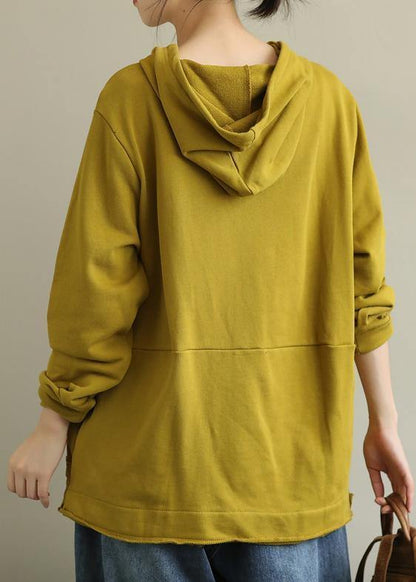 Bohemian hooded patchwork fall clothes For Women Fabrics yellow top