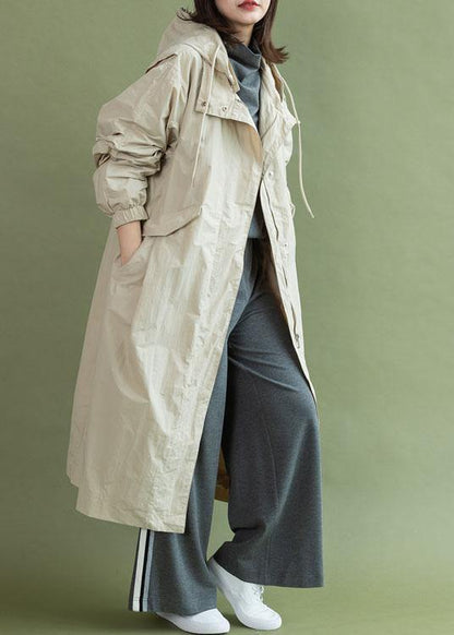 Hooded Zippered Coats Nude Tunic Coats Fall