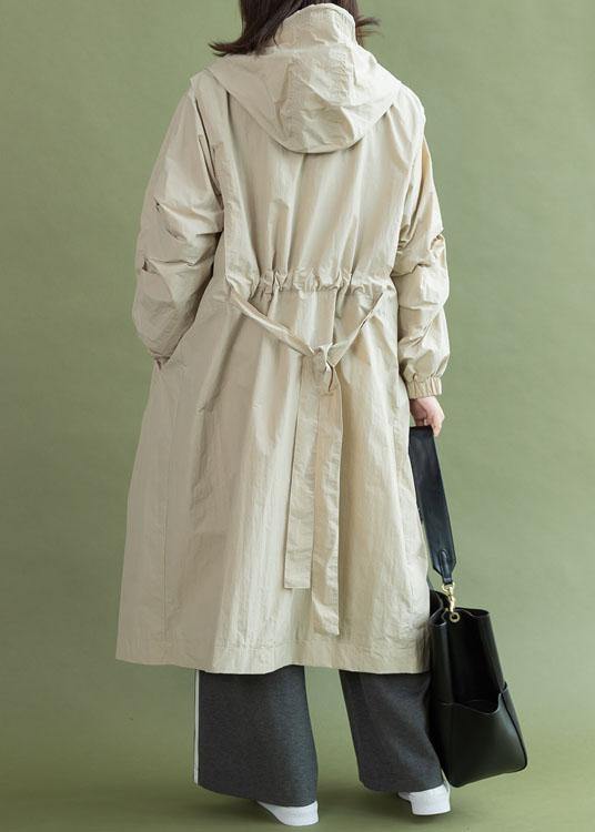 Hooded Zippered Coats Nude Tunic Coats Fall
