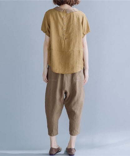 Khaki Clothes for Peter Pan Collar Patchwork Midi Shirt
