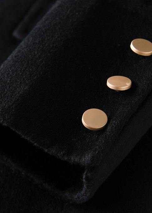 Lapel Button Down Coat for Woman Blue Knee Woolen Coats