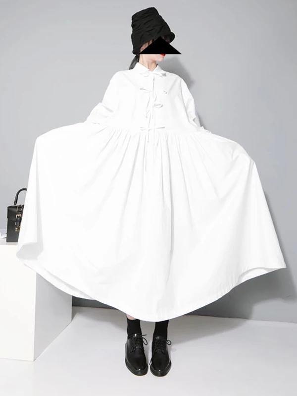 Lapel Cinched Cotton Spring Outfit Linen Black a Line Dresses