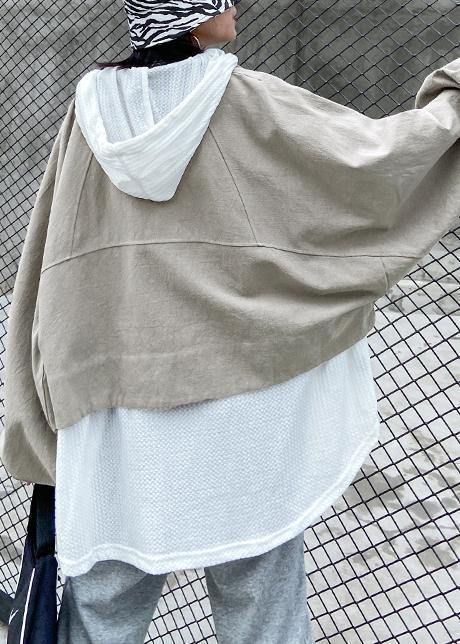 Lapel Zippered Fine Coats Blouses Beige Art Outwear