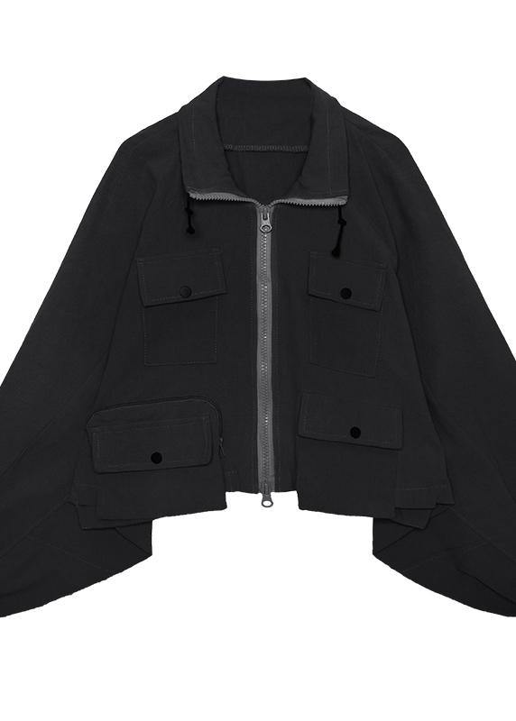 Lapel Zippered Fine Coats Blouses Beige Art Outwear