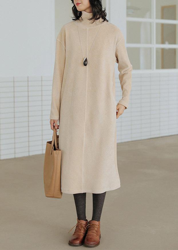 Nude Cotton Top High Neck Traveling Fall Dresses
